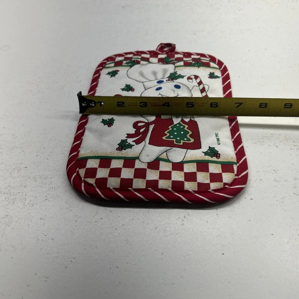 Vintage 1998 Pillsbury Doughboy Christmas Holiday Potholder Oven Mitt Red White